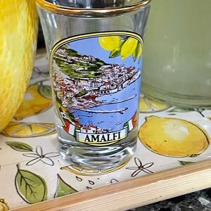Amalfi Shot Glass with Blue and Yellow Design